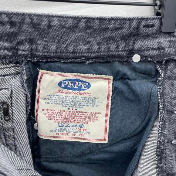 Vintage Pepe Washed Black High Rise Button‎ Fly 3D Back Pocket Straight Jeans - Picture 6 of 6
